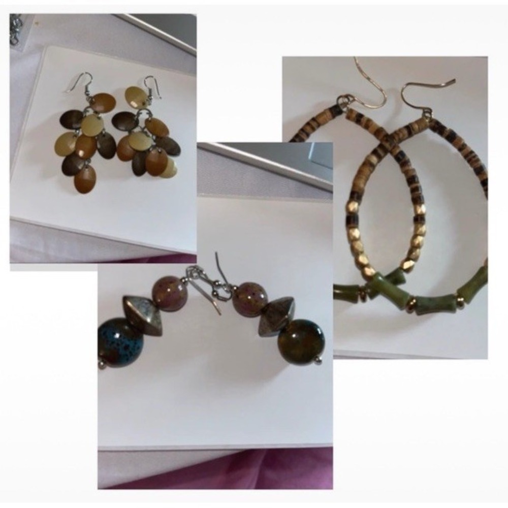 Earrings Lot 3 Back To Nature Inspired Colors Styling Boho Botanical Earthtoned
